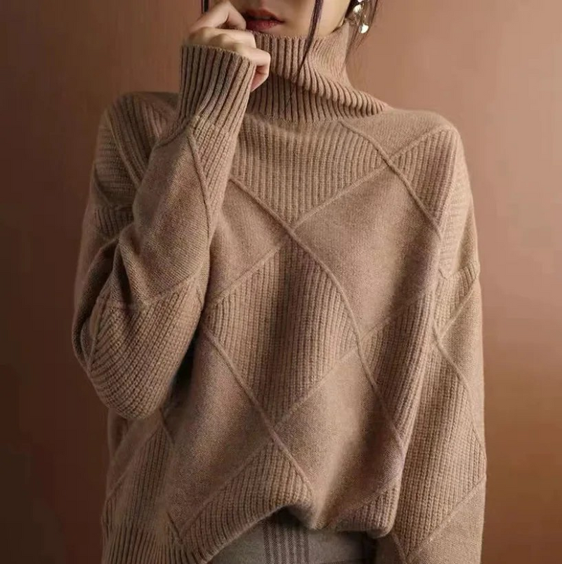Women's Classic Turtleneck Knit Sweater | High Neck, Long Sleeves, Smooth Draping Knit | Sizes S-3XL | 9 Colors