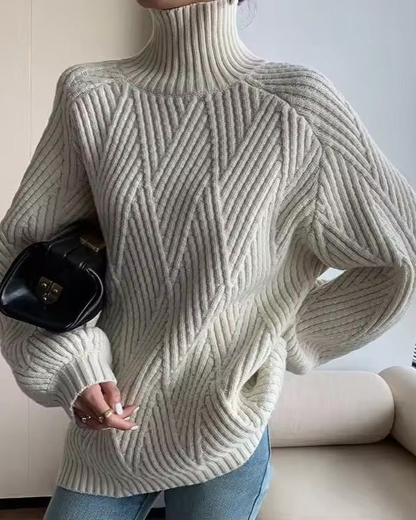 Women's Black Turtleneck with Knit | For Winter | Size XS-L | White, Black