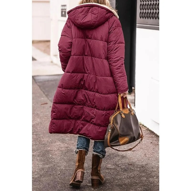 Women's Puffer Jacket with Quilted Panels and Longline Cut | Pockets, Side Pockets | For Winter | Size S-3XL