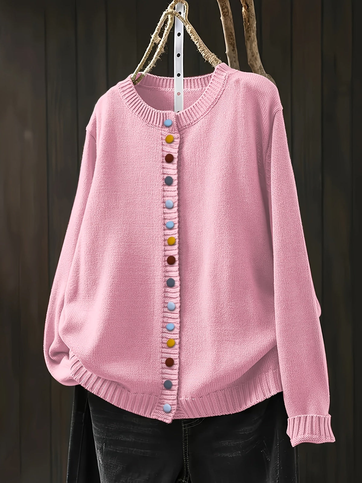 Women's Cardigan with Decorative Buttons | Relaxed Fit Layer to Wear Over Dresses and Tops | One Size, 9 Colors