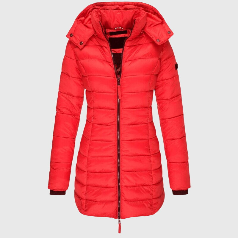 Women's Down Jacket with Hood and Zip Closure | For Winter | Size S-3XL | Blue, Green, Black, Ivory, Yellow, Red