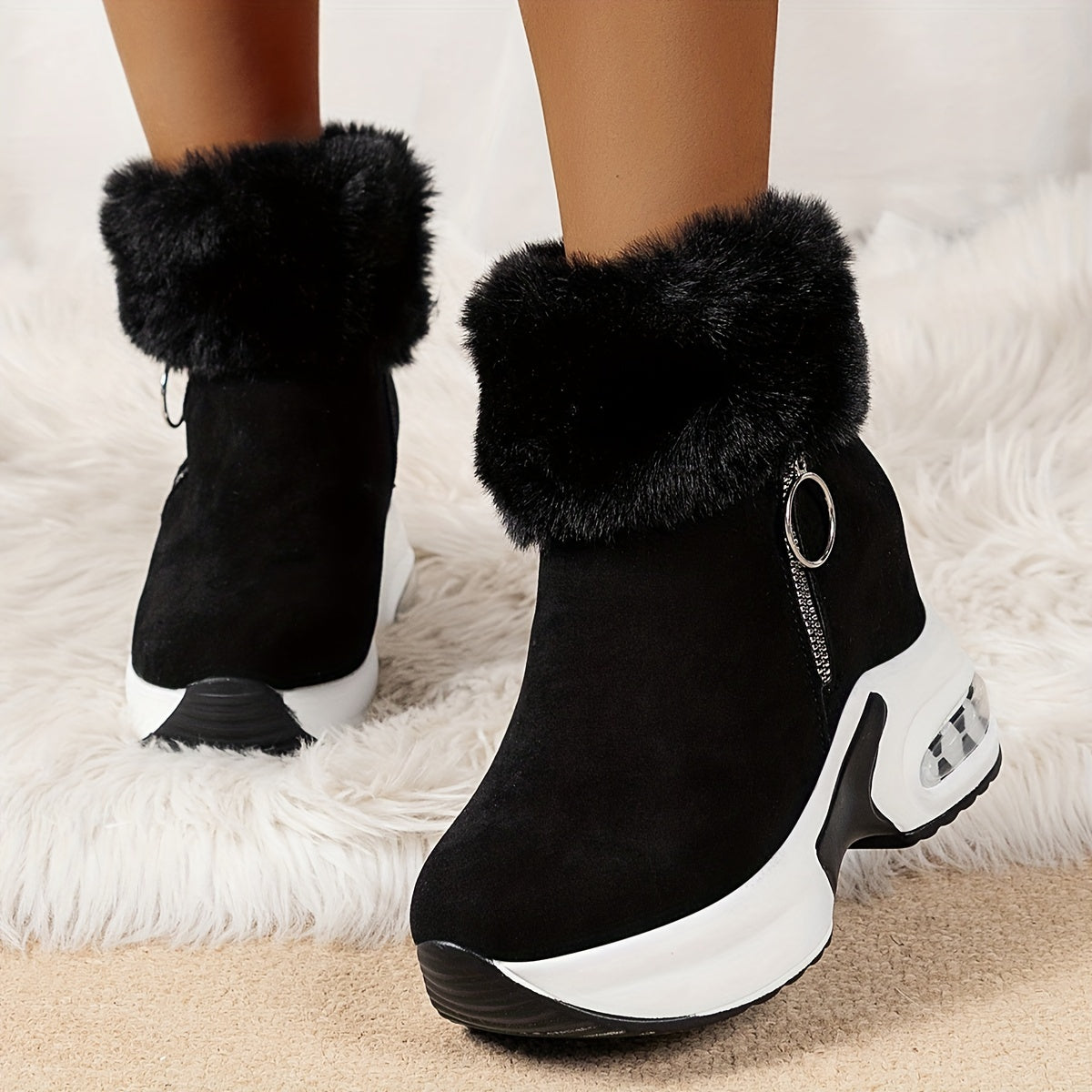 Women's Black Boots for City Walks and Outdoor Trips | Versatile Winter Collection Footwear, Also in Grey | Size 5-12