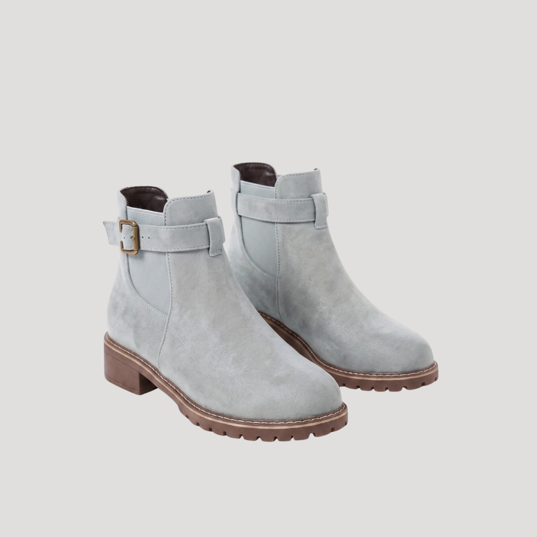 Women's Chunky Chelsea Boots on a Thick Lug Sole | Side Buckle Strap, Elastic Gussets, Napped Upper | 3 Colors