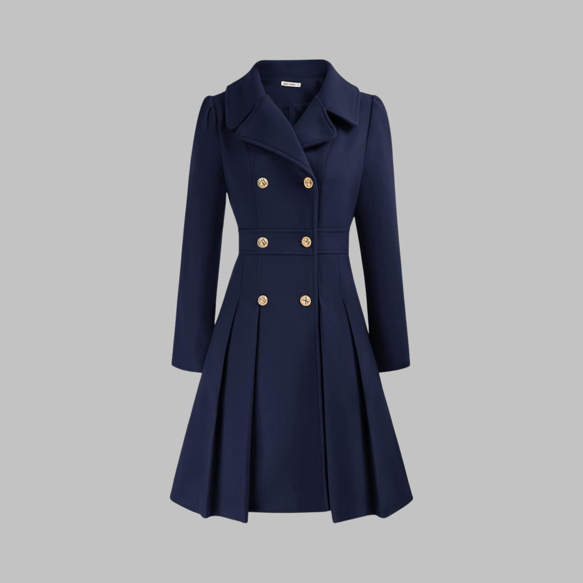 Women's Double-Breasted Winter Coat with Long Sleeves | Classic Ladies Overcoat with Button Front | Size S-2XL
