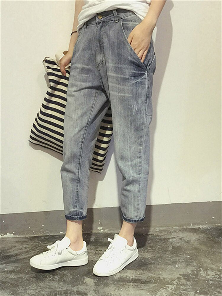 Women's Trousers with Cropped Length | Size L-5XL | Grey