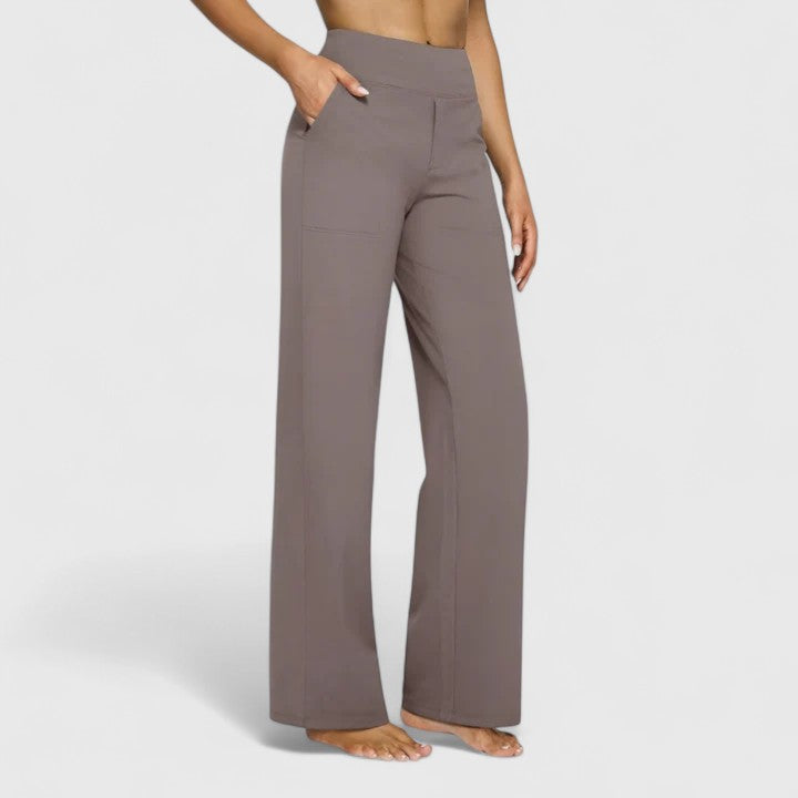 Women's Wide Waistband Pants with Deep Side Pockets | Slip-On Everyday Trousers without Buttons or Zipper | Size S-2XL