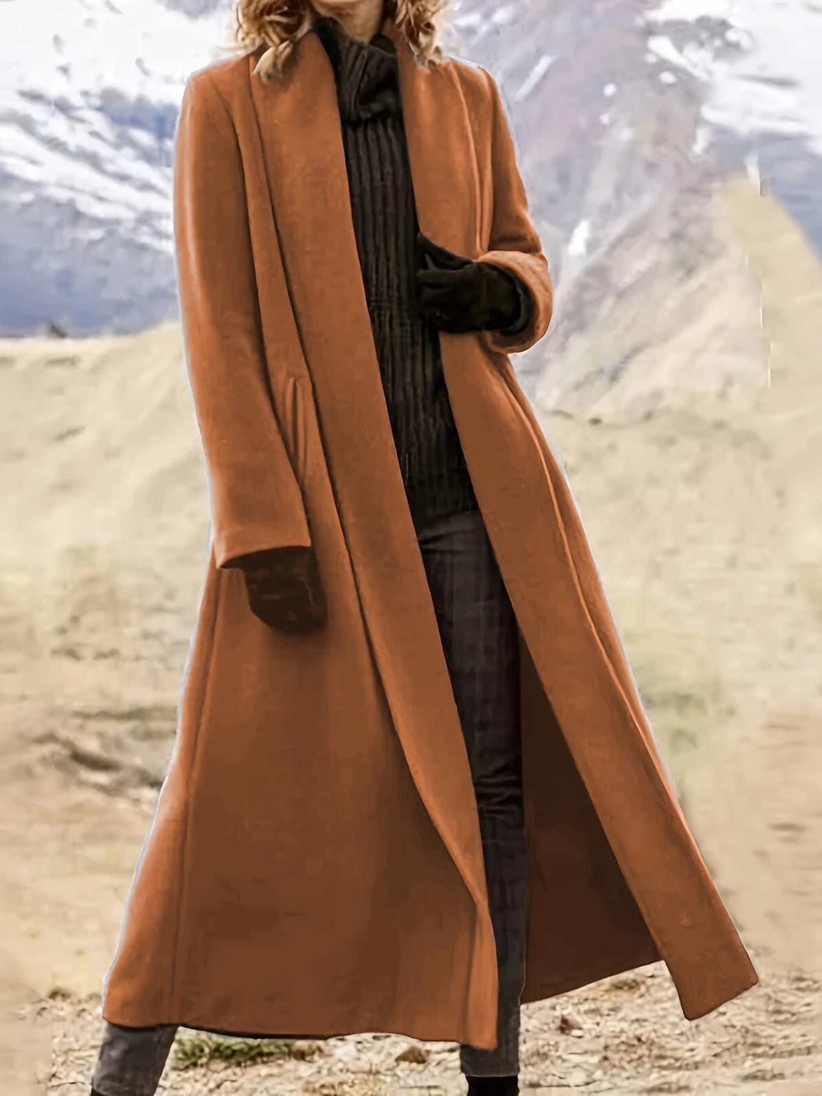 Long Womens Coat with Knit and Longline Cut | For Winter | Size 2XL-XL