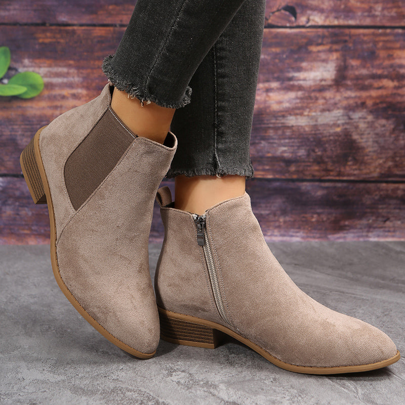 Women's Ankle Boots with Suede and Zip Closure | Size 5-12 | Black, Beige, Chocolate, Coffee