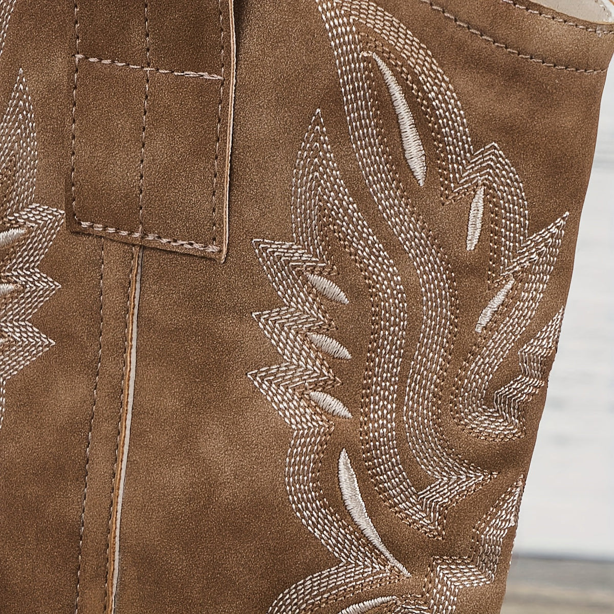 Women's Heeled Boots with Block Heel and Embroidery | Size 5.5-12 | Camel, Black, Beige