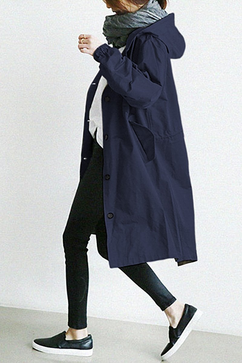 Women's Waterproof Rain Jacket with Hood and Button Front | Pockets | For Winter | Size S-4XL