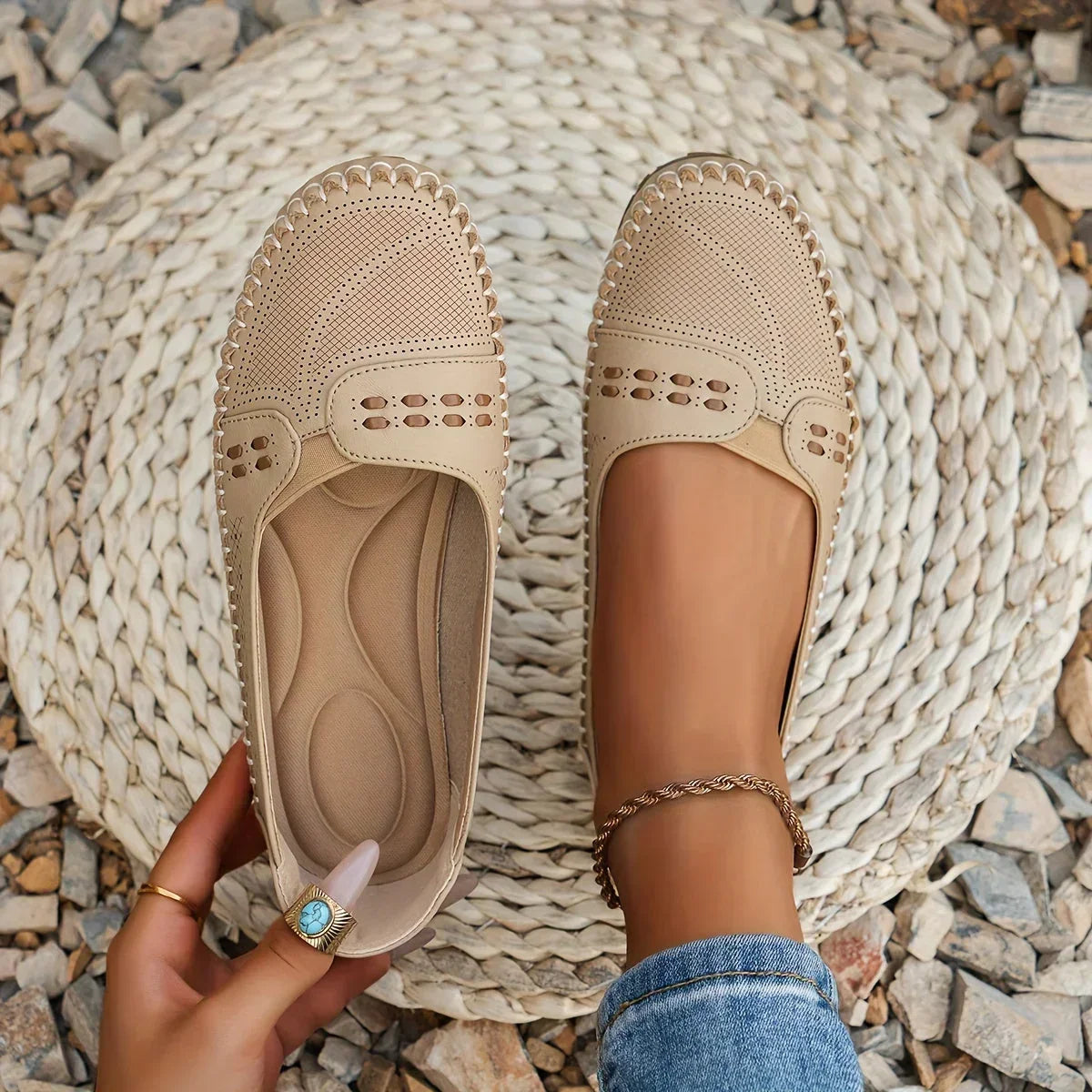 Women's Ballet Flats with Padded Insole | Breathable Upper and Non Slip Rubber Sole, Light Build | Size 5.5-10, 4 Colors