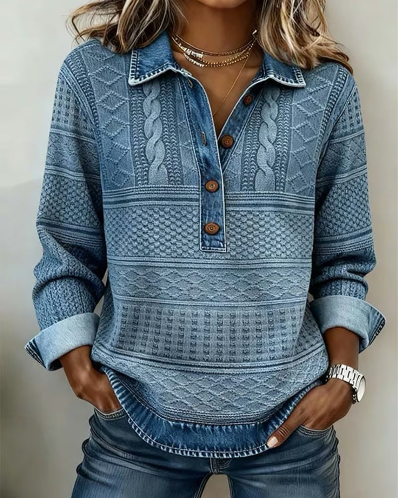 Women's Cable Knit Sweater with Button Front | Size S-3XL | Blue, Grey, Brown