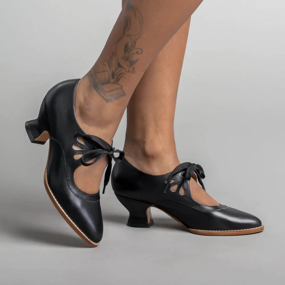 Women's Vintage Style Pumps with Ankle Strap | Mid Heel Shoes with a Cushioned Footbed | Size 5.5-9.5, 5 Colors