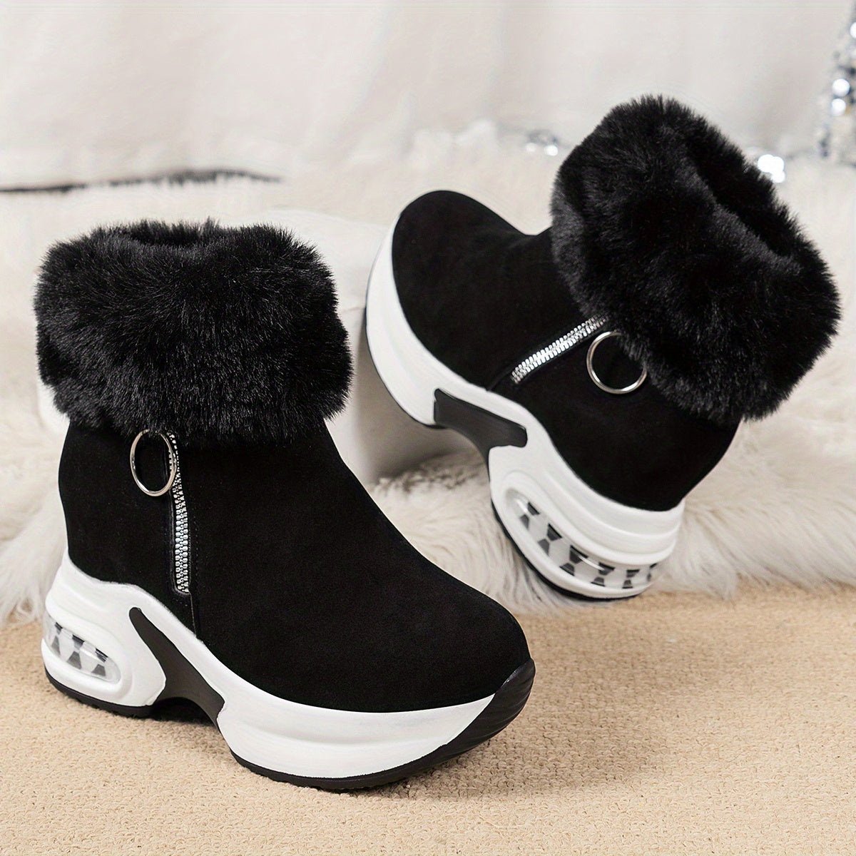 Women's Black Boots for City Walks and Outdoor Trips | Versatile Winter Collection Footwear, Also in Grey | Size 5-12