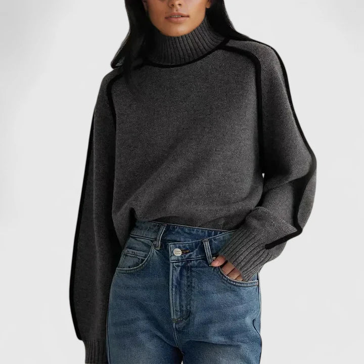 Women's Sweater with Fitted Cut | Size S-XL | Brown, Grey