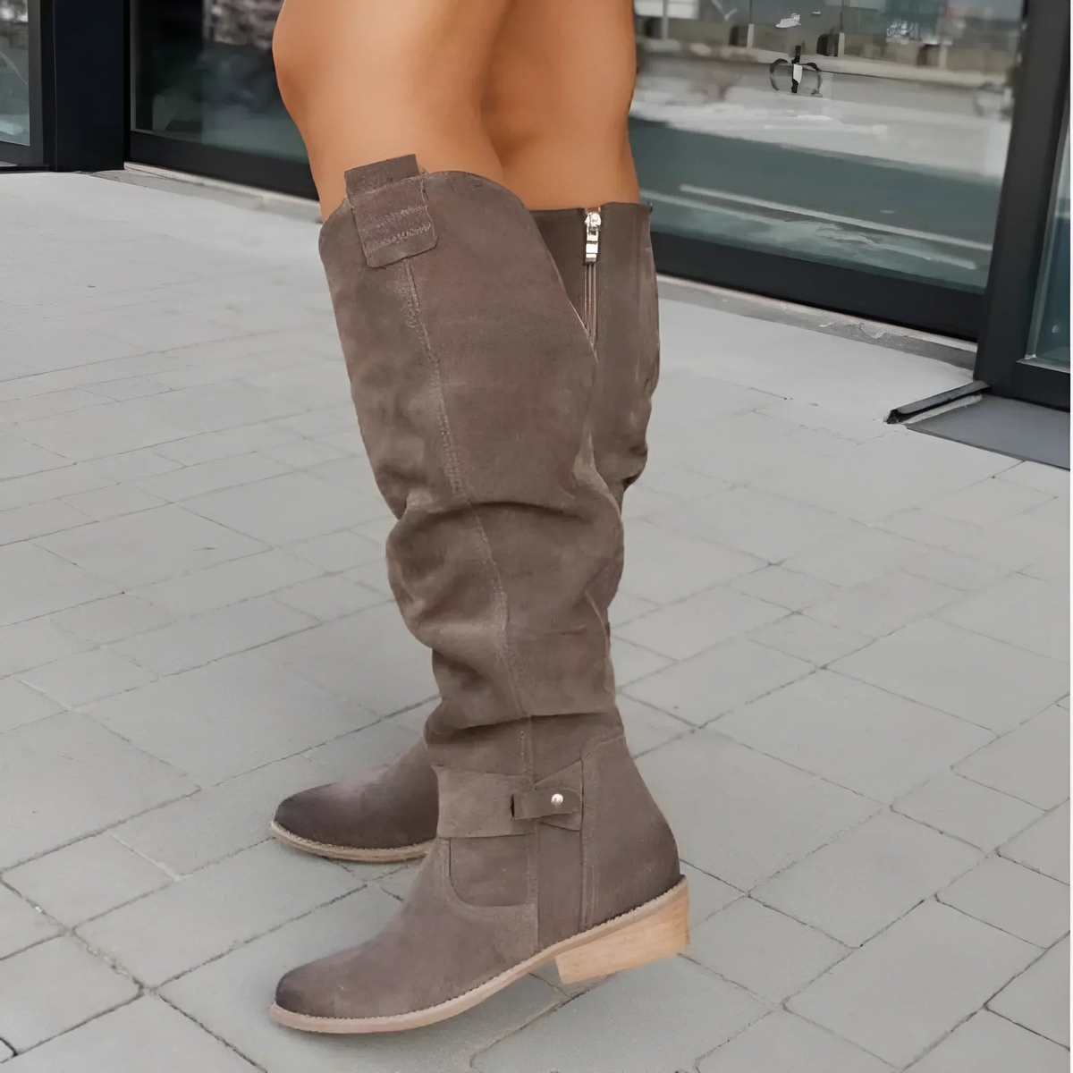 Women's Faux Suede Knee High Boots | Padded Footbed and Structured Sole, Matte Finish | Size 5-10.5, 5 Colors