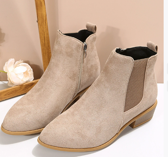 Women's Ankle Boots with Suede and Zip Closure | Size 5-12 | Black, Beige, Chocolate, Coffee