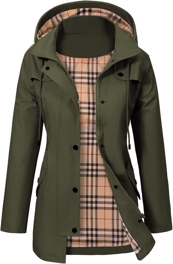 Womens Parka with Windproof Shell and Hood | Waist Belt, Lining, Button Front | For Winter | Size S-3XL