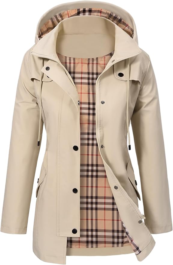 Womens Parka with Windproof Shell and Hood | Waist Belt, Lining, Button Front | For Winter | Size S-3XL