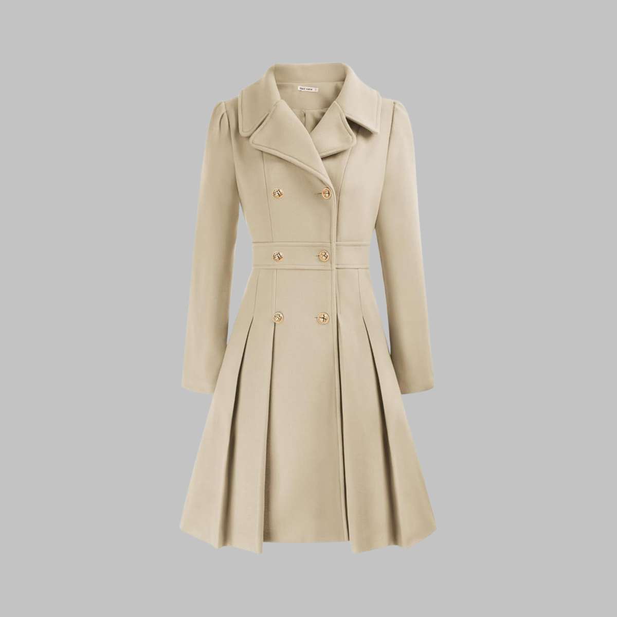 Women's Double-Breasted Winter Coat with Long Sleeves | Classic Ladies Overcoat with Button Front | Size S-2XL