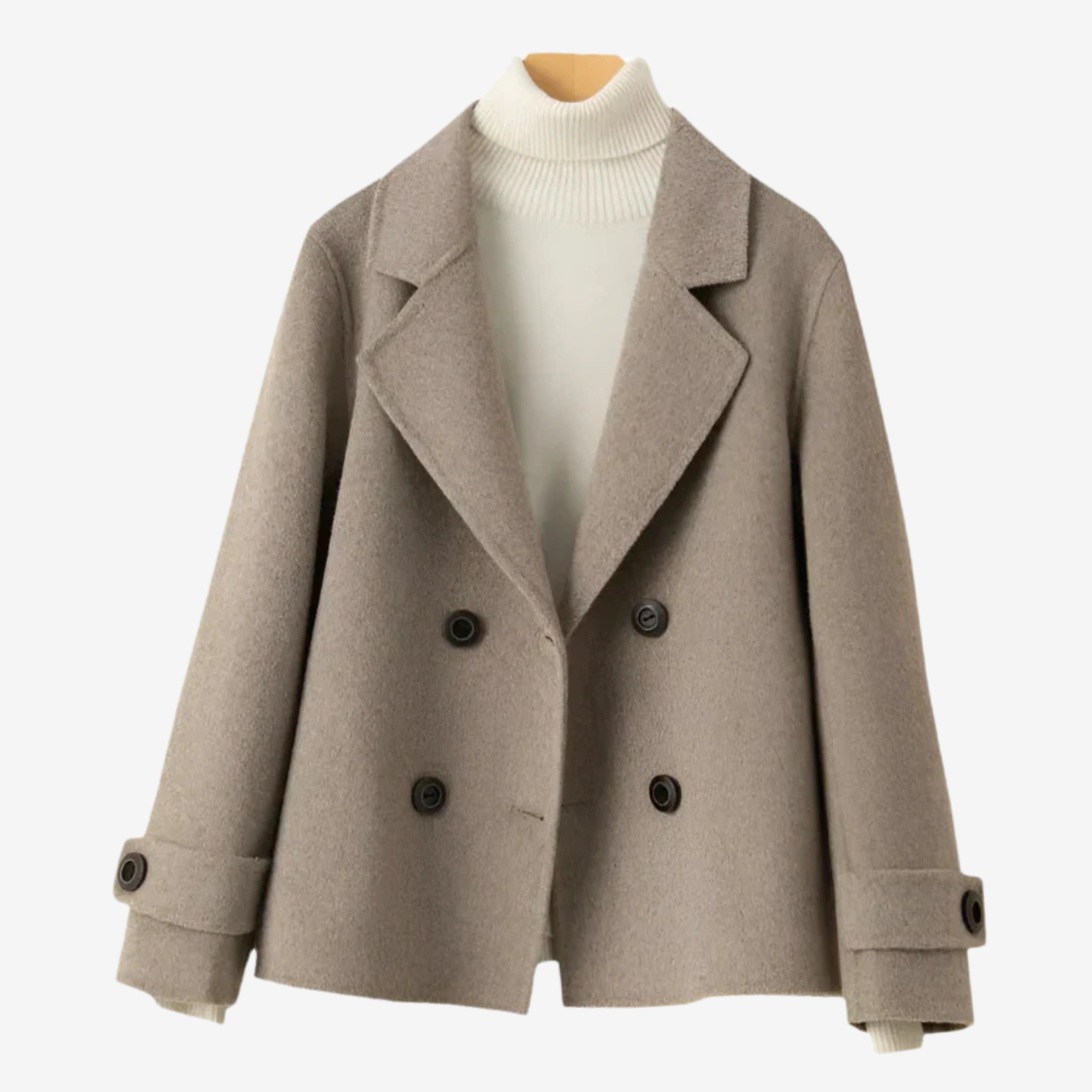 Womens Coat with Knit and Button Front | Cuffs | For Winter | Size M-3XL | Beige, Camel, Taupe