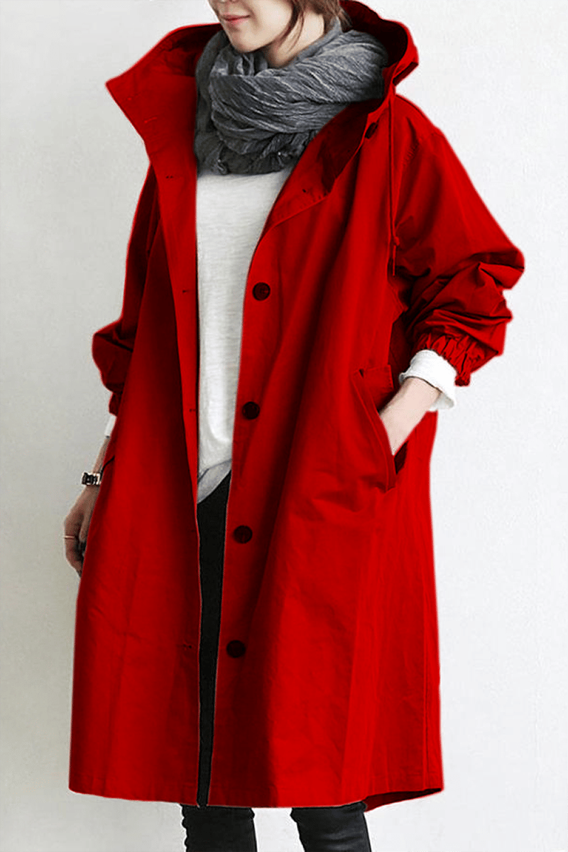 Women's Waterproof Rain Jacket with Hood and Button Front | Pockets | For Winter | Size S-4XL