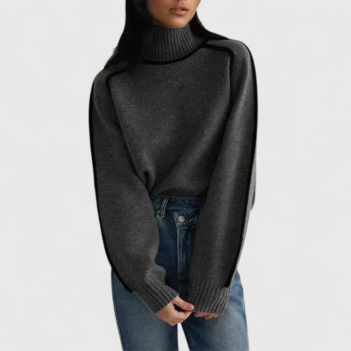 Women's Sweater with Fitted Cut | Size S-XL | Brown, Grey