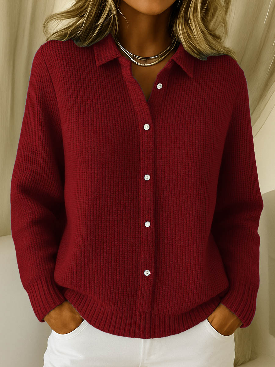 Women's Button Down Cardigan Sweater with Collar | Cotton Blend Knit, Lightly Tailored Fit | Size S-3XL