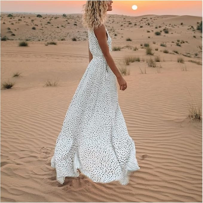 Hannah | Women's Boho Sleeveless V Neck Maxi Dress