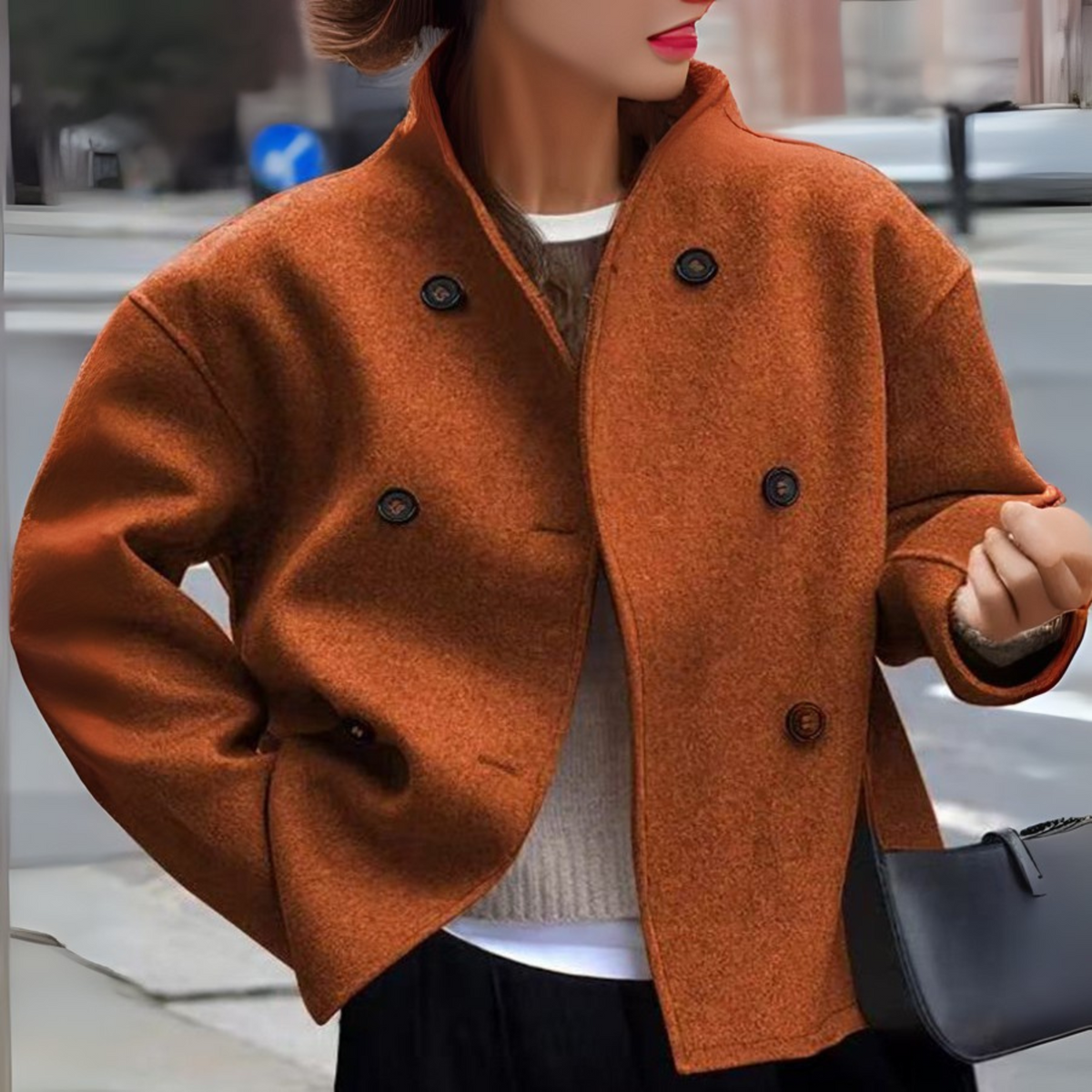 Women's Stand Collar Winter Coat with Long Sleeves | Warm Classic Overcoat for Chilly Days | Size S-2XL