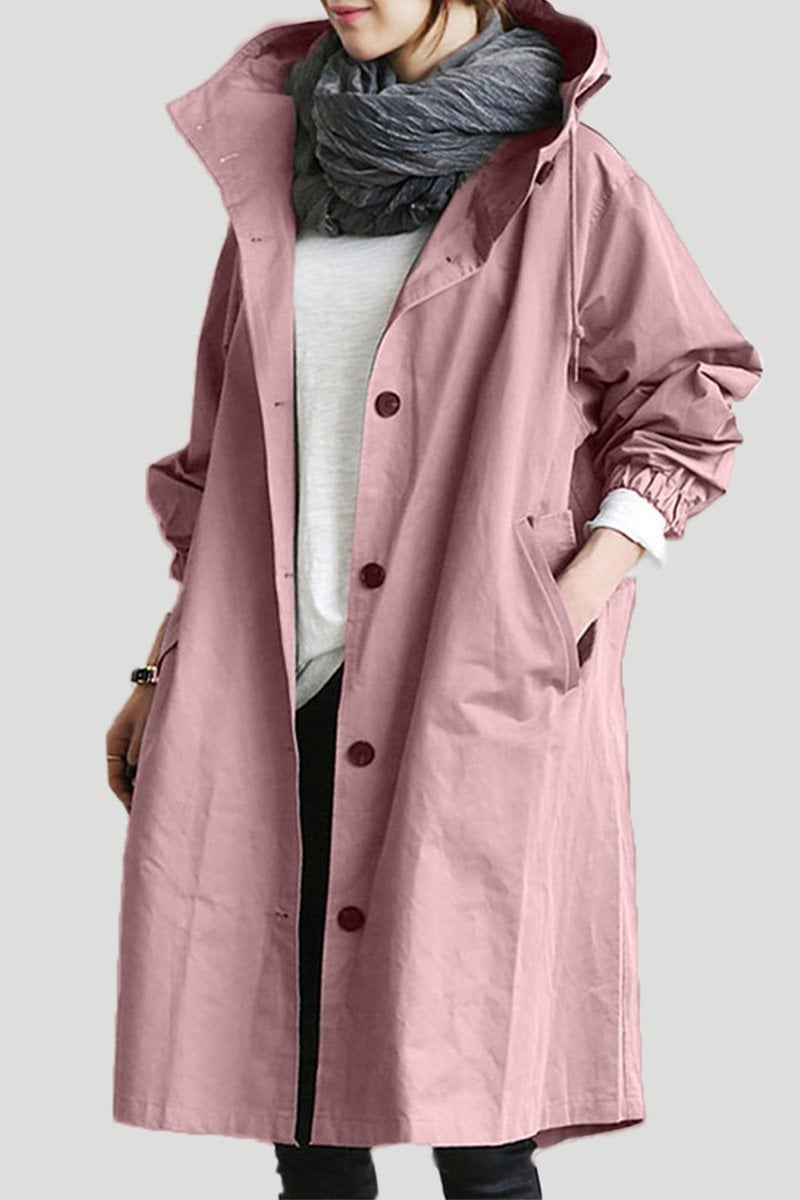 Women's Waterproof Rain Jacket with Hood and Button Front | Pockets | For Winter | Size S-4XL