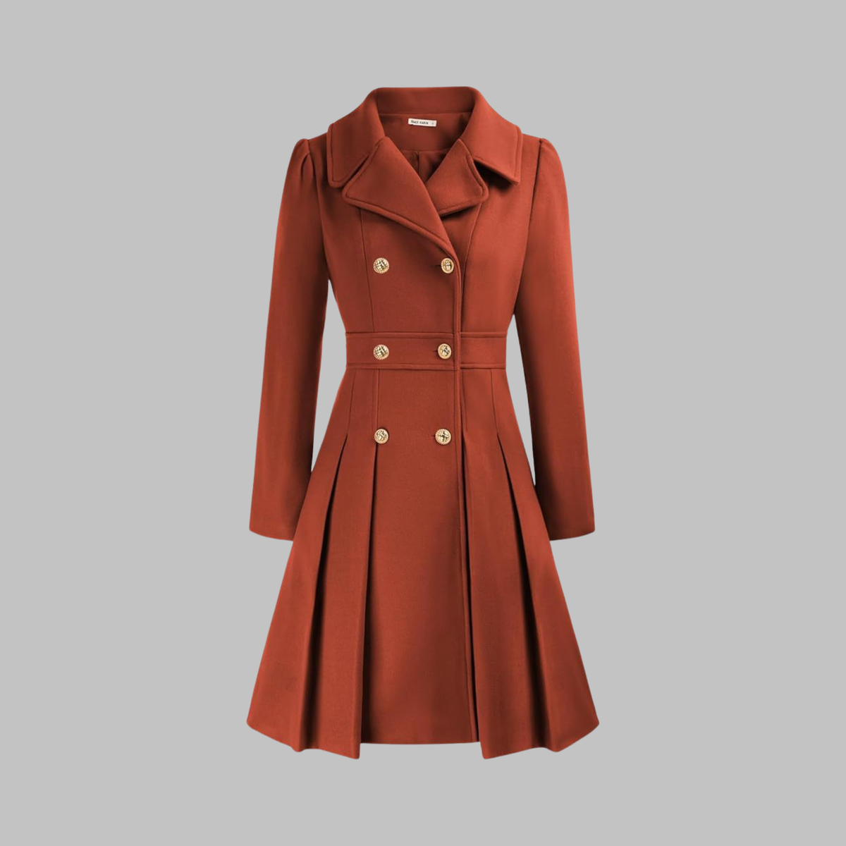 Women's Double-Breasted Winter Coat with Long Sleeves | Classic Ladies Overcoat with Button Front | Size S-2XL
