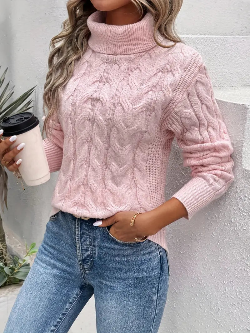 Women's Cable Knit Sweater with Down Filling | For Winter | Size S-2XL | Purple, Pink, Black, White, Grey, Beige and 2 more