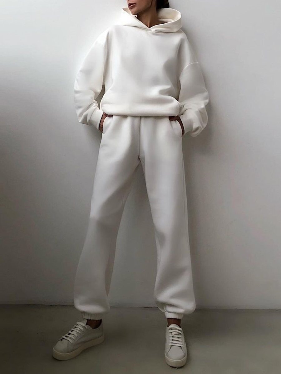 Women's Two Piece Knit Set with Hood | Relaxed Matching Outfit for Cooler Months at Home or Out | Size S-2XL