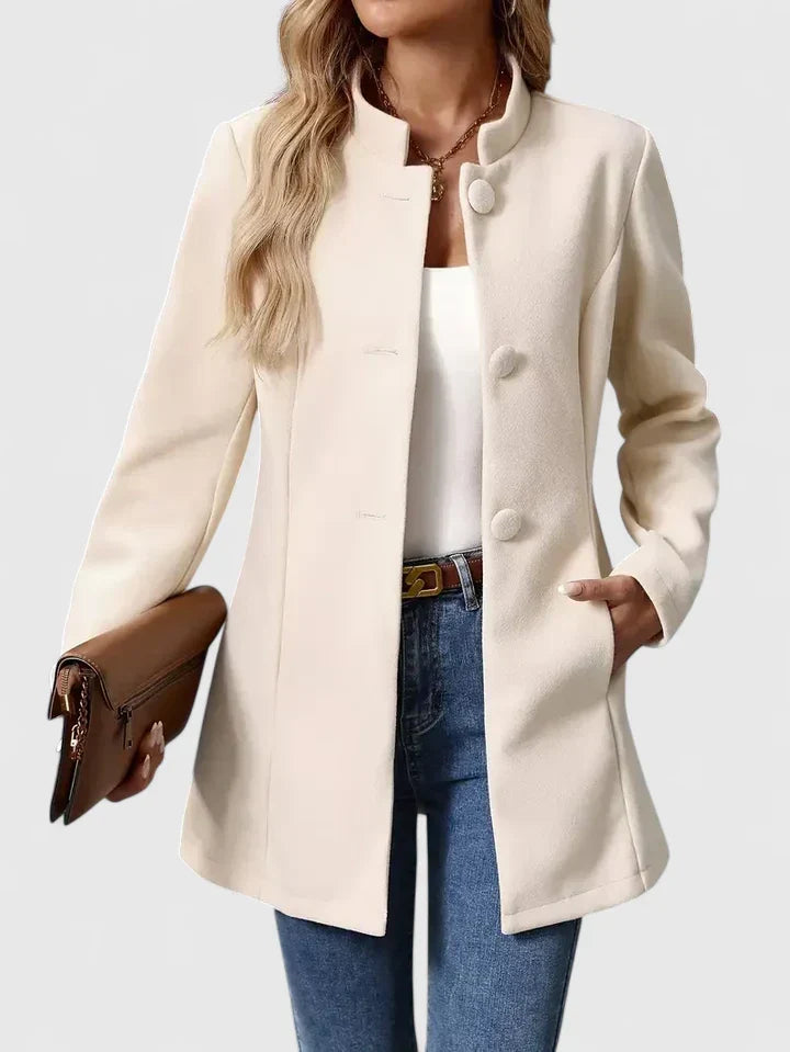 Women's Jacket with Button Front and Pockets | Side Pockets | Size S-XL | Cream, Black, Camel