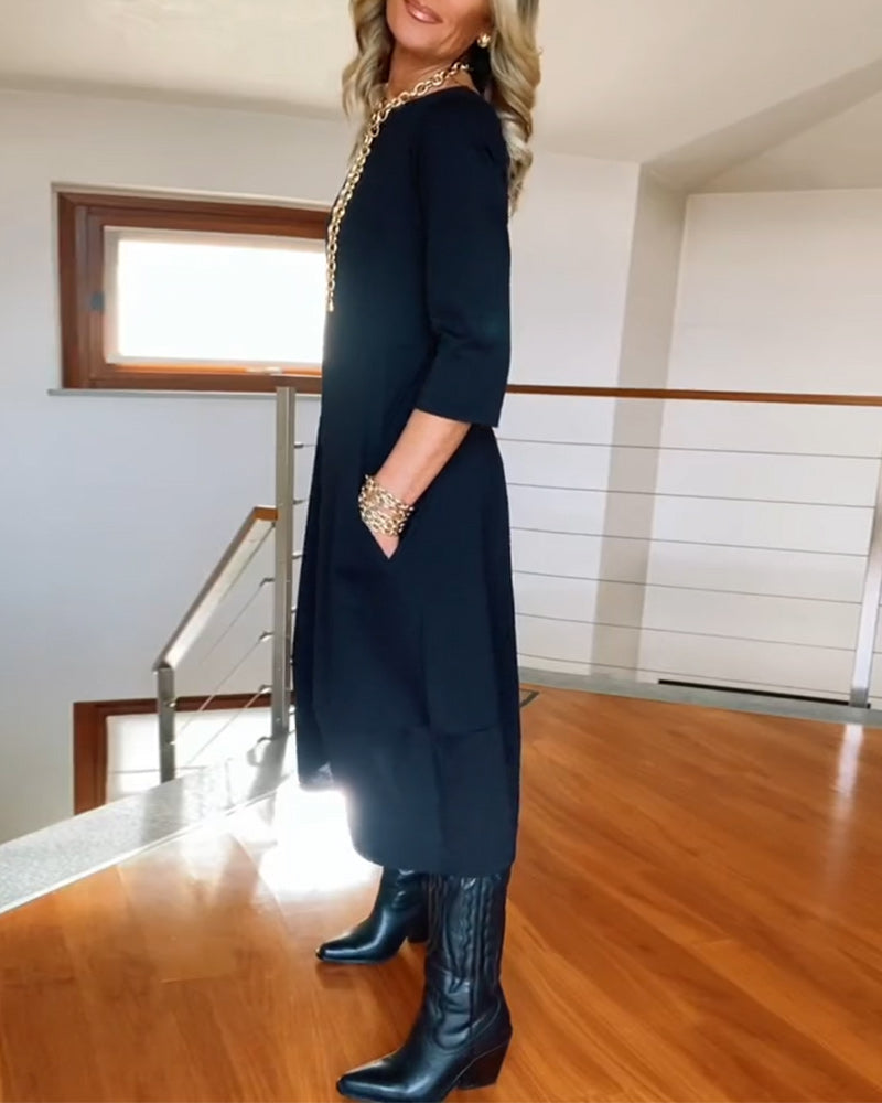 Women's Long Sleeve Maxi Dress | Lightweight Fabric with a Soft Drape for Formal Evenings | Size S-5XL, 5 Colors