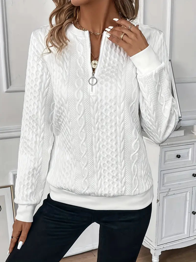 Women's Cable Knit Cardigan with Front Zip | Fitted Shape That Slips Easily Under a Jacket | Size S-2XL, 8 Colors