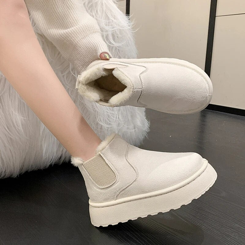 Women's Chelsea Boots with Warm Lining | Round Toe, Ankle Height and Platform Sole | Sizes 5.5-9.5, 3 Colors