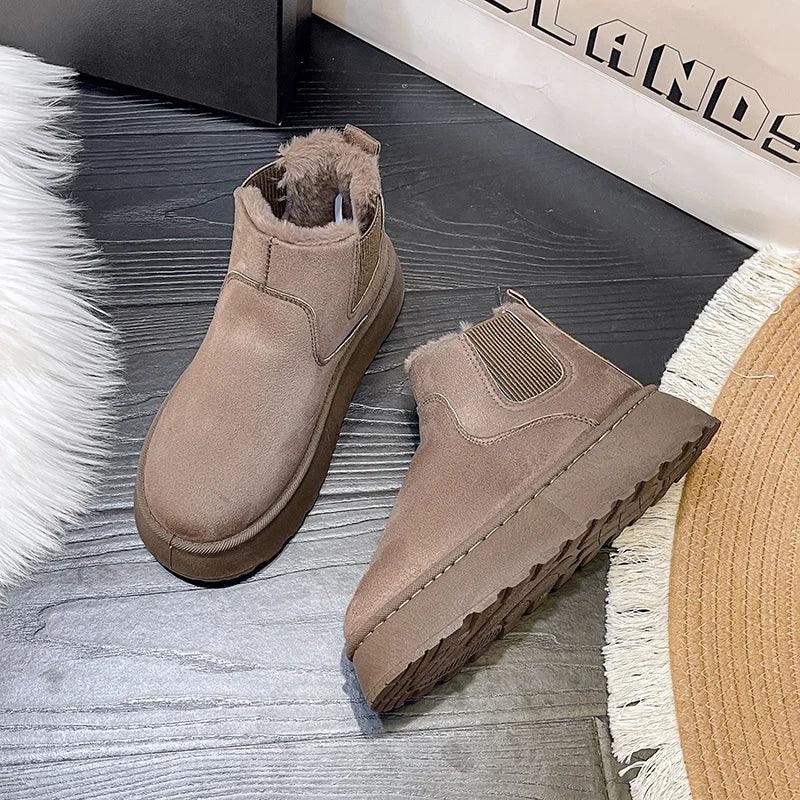 Women's Chelsea Boots with Warm Lining | Round Toe, Ankle Height and Platform Sole | Sizes 5.5-9.5, 3 Colors