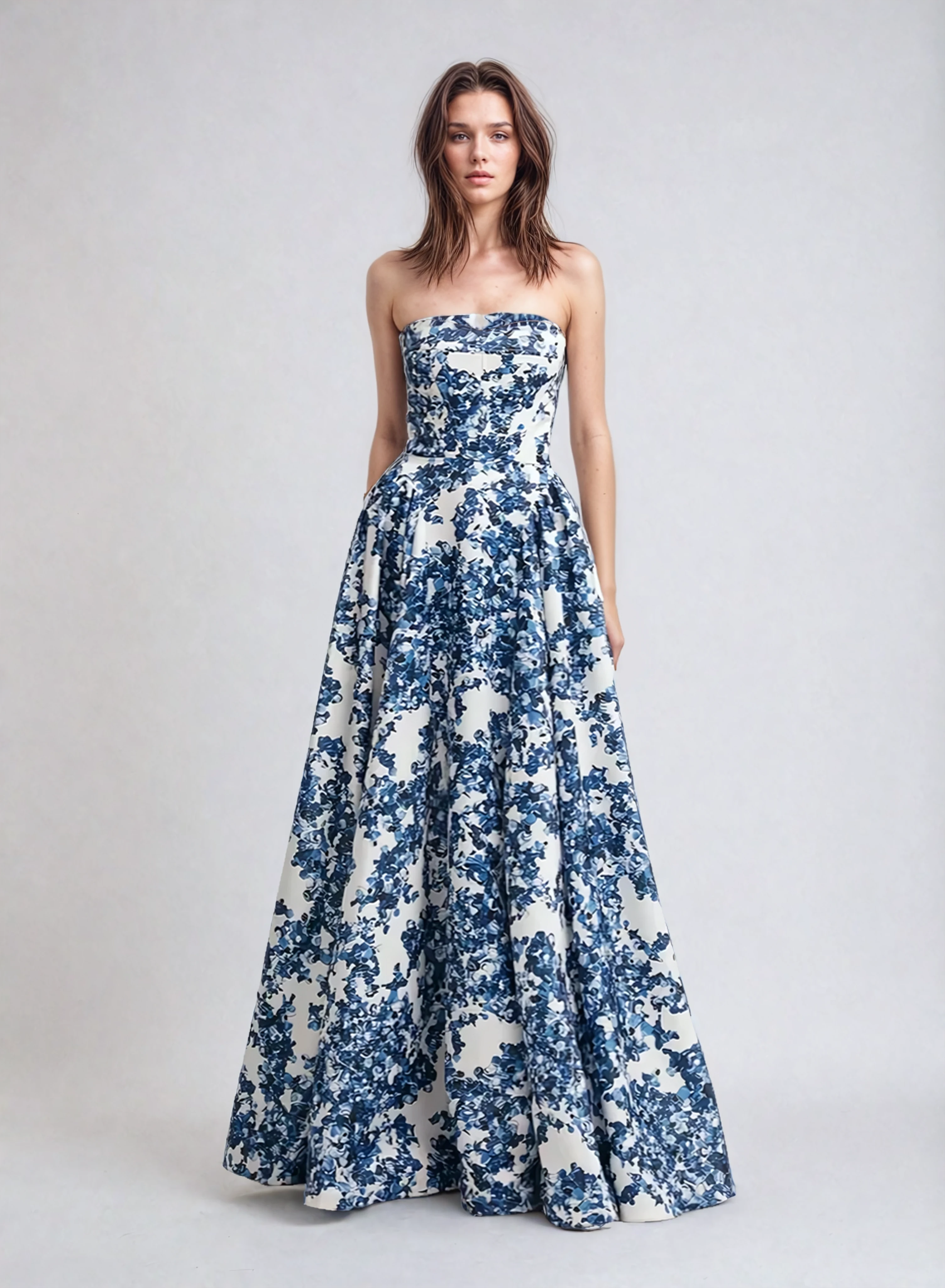 Strapless Maxi Dress with Straight Neckline