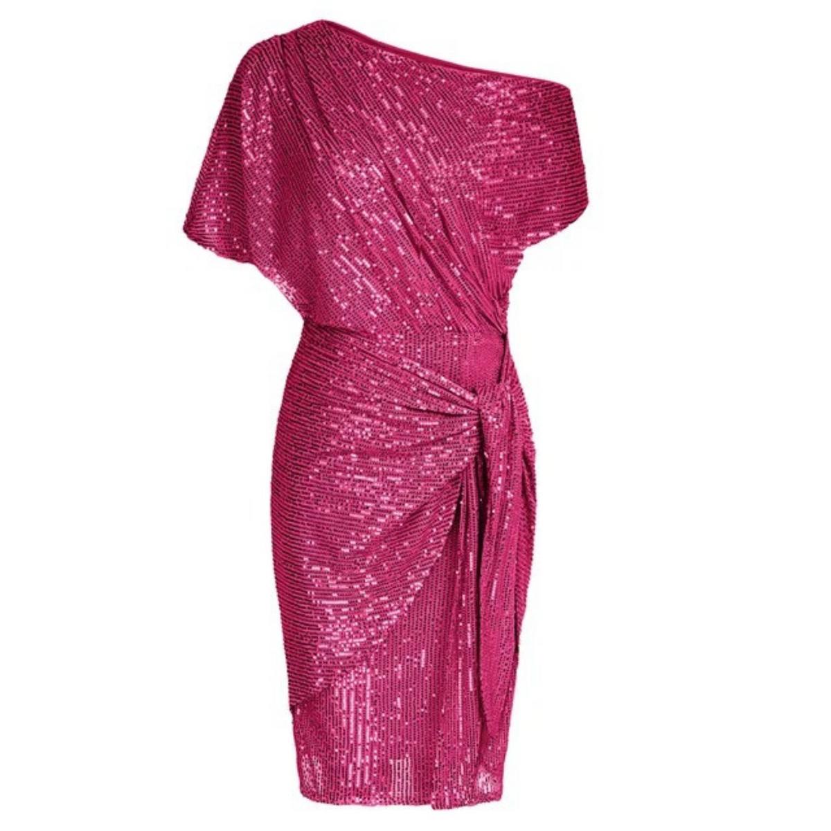 Women's Asymmetric Sequin Wrap Mini Dress | Draped Side Detail for Evening Events | Sizes S to 3XL, 7 Colors