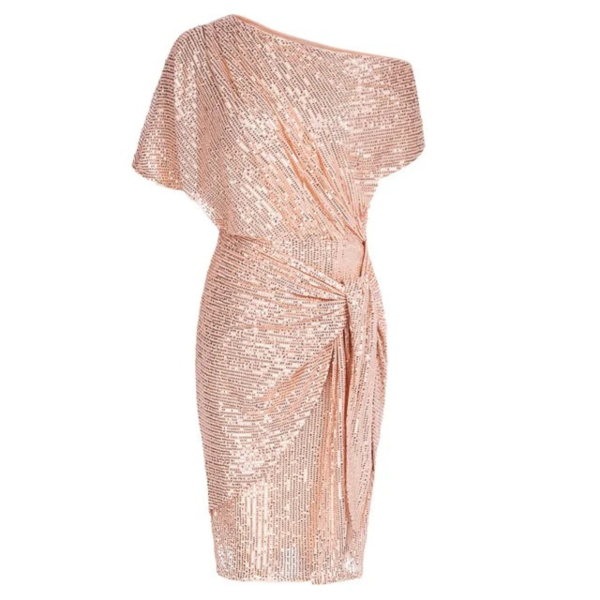 Women's Asymmetric Sequin Wrap Mini Dress | Draped Side Detail for Evening Events | Sizes S to 3XL, 7 Colors