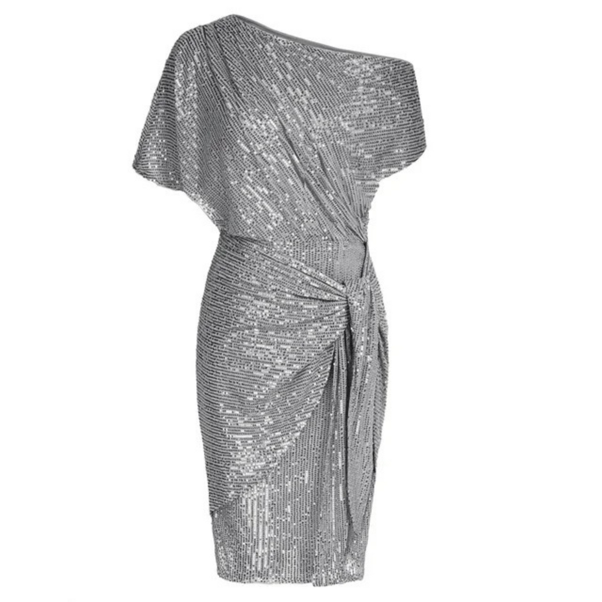 Women's Asymmetric Sequin Wrap Mini Dress | Draped Side Detail for Evening Events | Sizes S to 3XL, 7 Colors