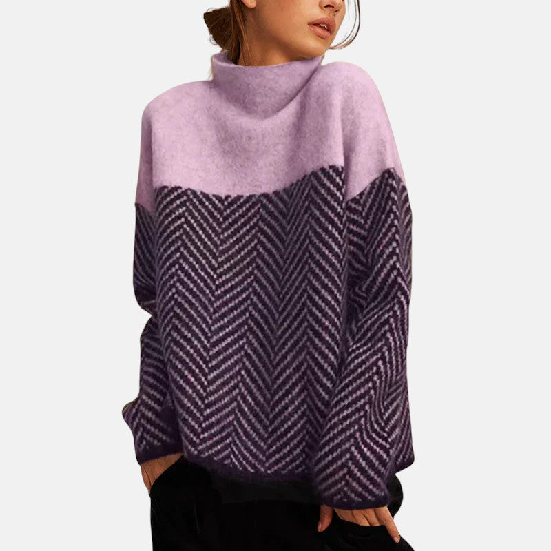 Womens Knit Sweater | Navy Blue, Beige, Purple