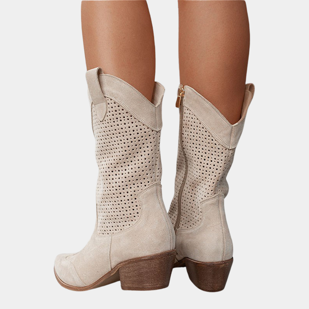 Women's Western Boots with Gel Cushioned Sole | Low Heel Cowgirl Style, Breathable Upper | Size 5.5-9.5, 4 Colors