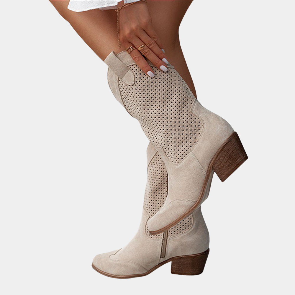 Women's Western Boots with Gel Cushioned Sole | Low Heel Cowgirl Style, Breathable Upper | Size 5.5-9.5, 4 Colors