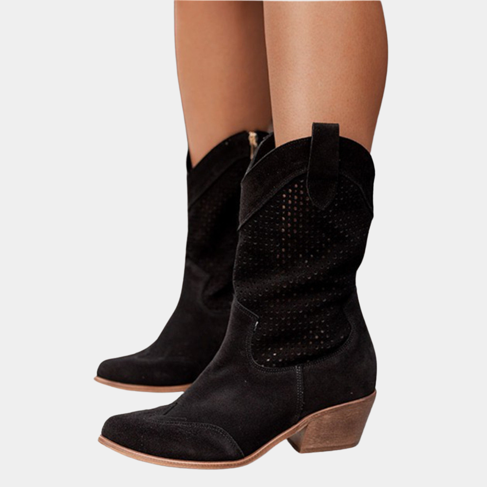 Women's Western Boots with Gel Cushioned Sole | Low Heel Cowgirl Style, Breathable Upper | Size 5.5-9.5, 4 Colors