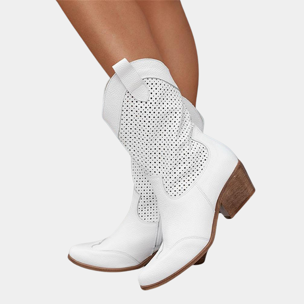 Women's Western Boots with Gel Cushioned Sole | Low Heel Cowgirl Style, Breathable Upper | Size 5.5-9.5, 4 Colors