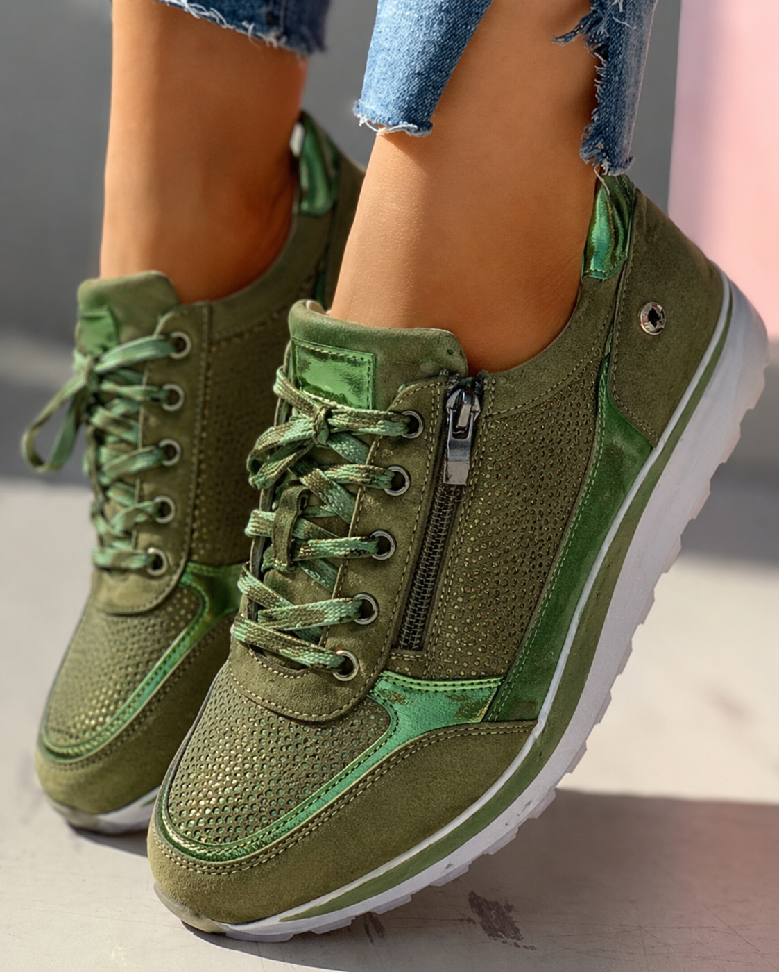 Women's Platform Sneakers with a Lace Up Closure | White Contrast Sole and Extra Height for City Days | Size 5.5-9.5, 4 Colors