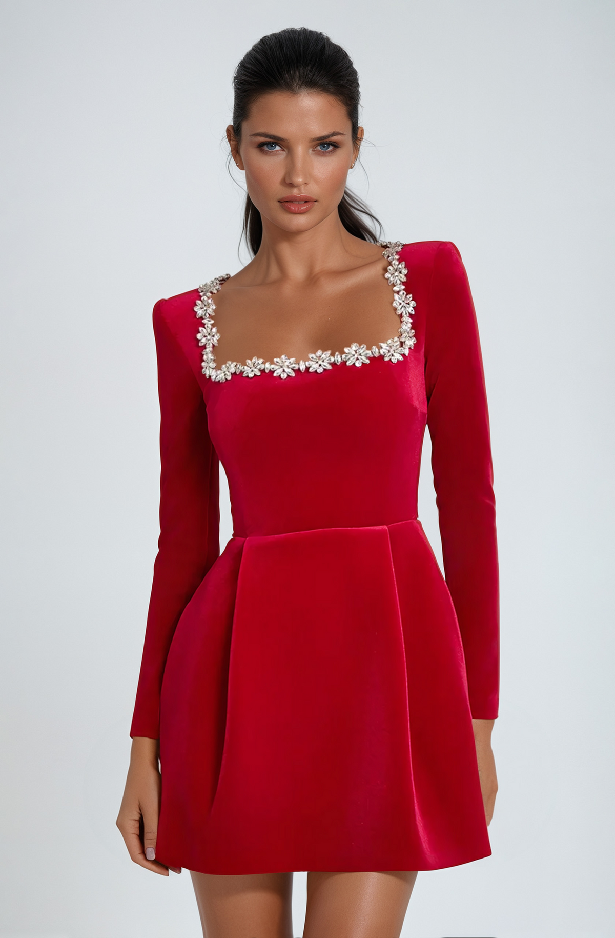 Women's Short Cocktail Dress for a Wedding Guest | Clean Lines, Light Fabric Above the Knee | Size S-L, 3 Colors